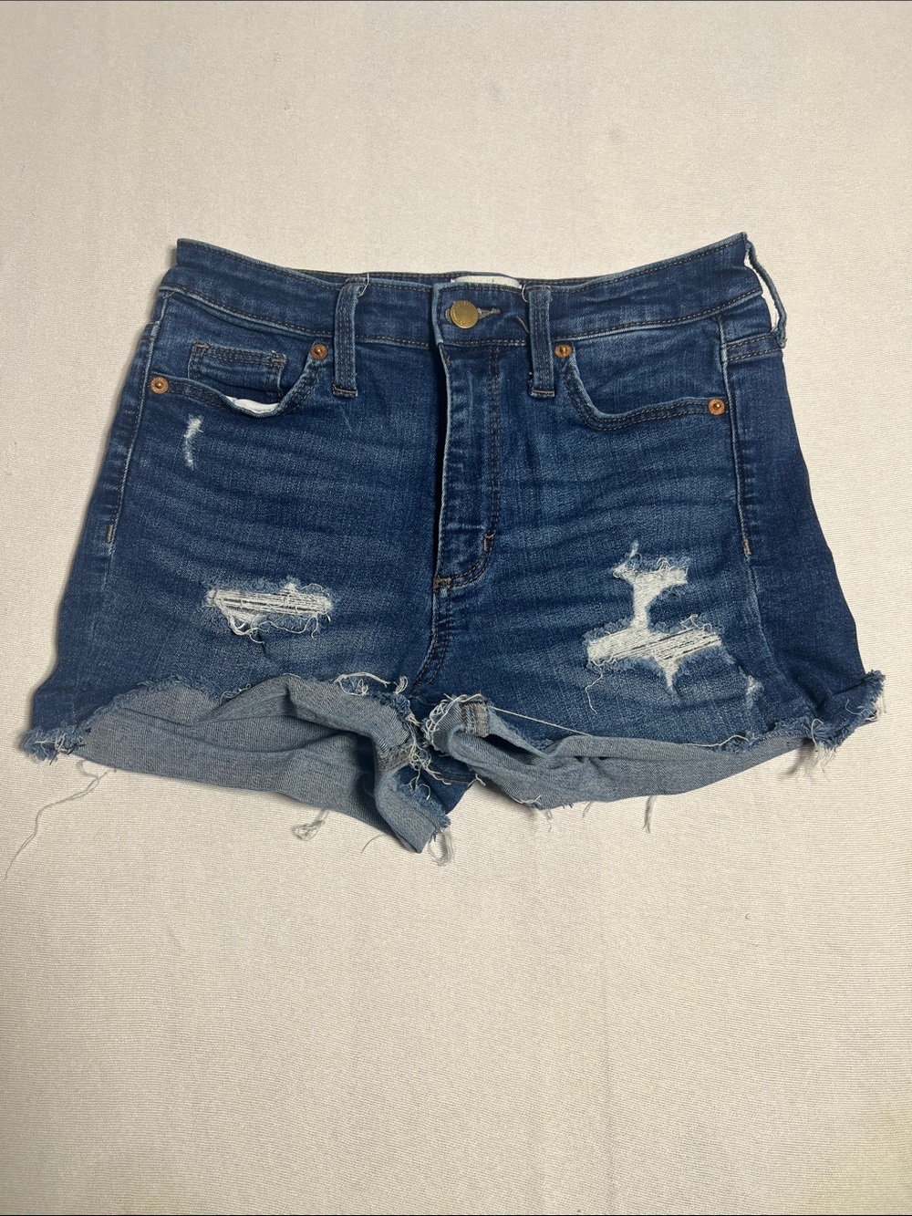 Universal Thread Dark Blue Distressed High-Rise Denim Shorts